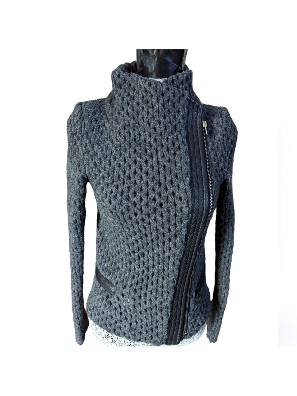 HP. Iro. NOA Knit Leather Trim Biker Jacket